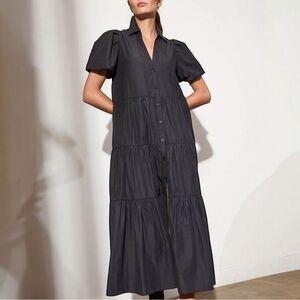 Brochu Walker Havana Tiered Chocolate Brown Dress Small